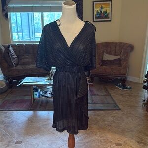 Donna Ricco Black Wrap Cocktail Dress
